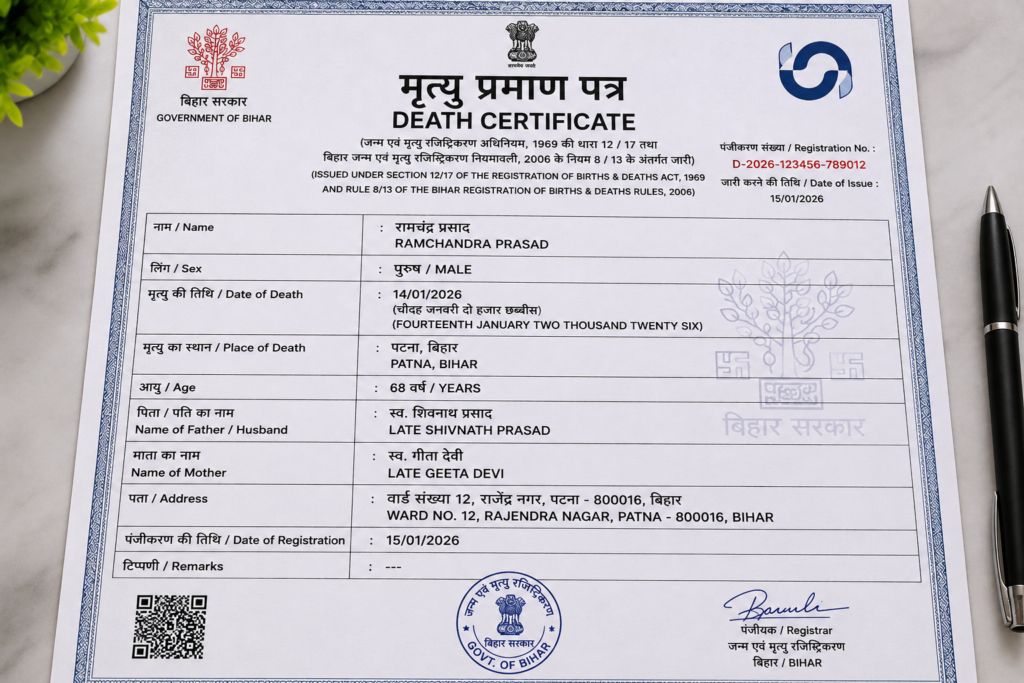 Bihar birth certificate online apply 2026