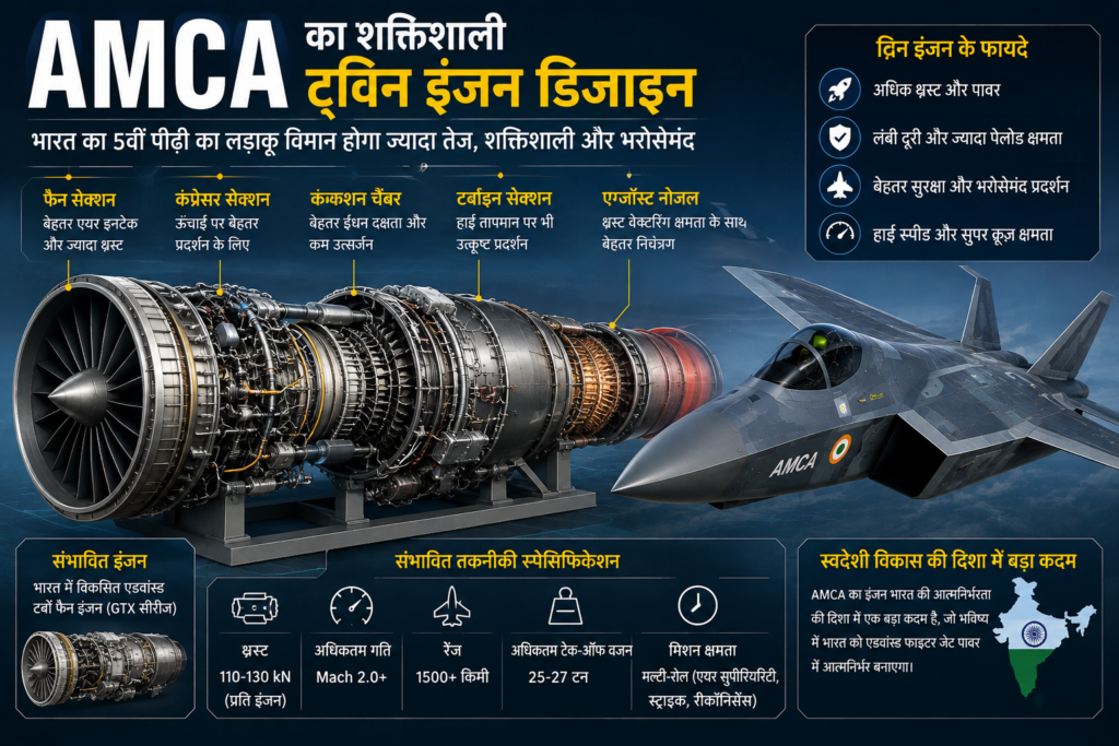 AMCA फाइटर जेट का ट्विन इंजन डिजाइन